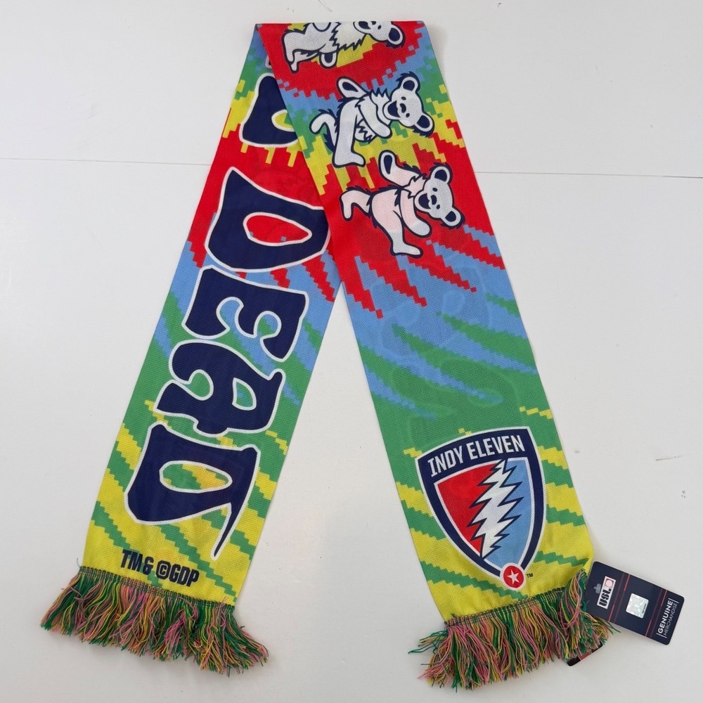Grateful Dead Official Ruffneck Scarves Indy Eleven Scarf Multicolor Poly NWT